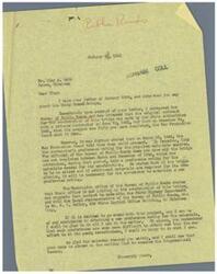 ["The document from Clay A. Babb to George B. Schwabe requests assistance in obtaining a new preference rating for materials needed to complete the Honey Creek Bridge project. The project was originally shut down by the War Production Board, but permission to proceed was granted in December 1944. Babb also expresses interest in receiving Congressional Records and mentions upcoming bridge work in Delaware County. Schwabe responds by offering assistance and stating that he will ensure Babb's name is placed on the mailing list to receive the Congressional Record."]