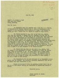 ["The document is a follow-up on a request to check on the status of a job application in Tulsa with the Reconstruction Finance Corporation. The document states that the Corporation has openings in Kansas City and Oklahoma City, but the applicant would need to be willing to move around as per their policy. The document mentions that the applicant created a favorable impression with Mr. Barnes and offers further assistance if needed."]
