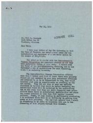 ["The document is a correspondence between Mr. Will A. Crockett and Honorable George B. Schwabe regarding a bond issue for a new water system in the Town of Chouteau. Mr. Crockett asks for advice on government agencies that handle public improvement bonds, and Mr. Schwabe contacts the Reconstruction Finance Corporation to inquire about financing. The Corporation sends loan application forms for the Town of Choteau to apply for a loan. Mr. Schwabe expresses confidence in securing financing for the project."]
