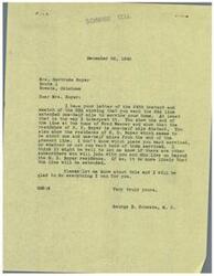 ["Mrs. Gertrude Boyer wrote a letter to Congressman George B. Schwabe requesting the extension of the REA line to service her home in Nowata, Oklahoma. She provided a sketch showing the location of the current line and the distance to her residence. Congressman Schwabe responded, asking for more specific information and offering assistance in extending the line. Schwabe also mentioned the possibility of extending the line further if other subscribers beyond Boyer's residence were interested."]