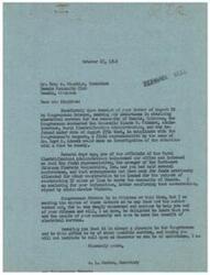 ["The document is a series of letters between Congressman George B. Schwabe and the Rural Electrification Administration regarding the request for electrical service in the community of Dennis, Oklahoma. The Congressman contacted the administration to assist in obtaining electricity for the community, and after investigations and discussions, arrangements were made for funds to be allocated for the construction of 17 miles of electric distribution line to serve 41 potential members. The administration assured the Congressman of their assistance and provided updates on the progress of the project."]