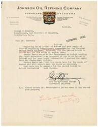 ["George A. Mandelman of Johnson Oil Refining Company in Cleveland, Oklahoma is inquiring about unemployment compensation for Corporal George Erwin Mandelman. The Oklahoma Employment Security Commission explains the process for receiving benefits under the Servicemen's Readjustment Act, stating that claims must be filed in accordance with regulations in order to receive payments. They advise George Erwin to file an initial claim with their representative in Cleveland."]