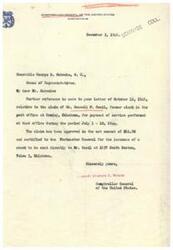 ["The Comptroller General of the United States, Lindsay C. Warren, wrote to Honorable George B. Schwabe regarding the approval of a claim by Mr. Russell P. Cecil for payment of services performed at the post office in Hominy, Oklahoma. The claim has been approved for a net amount of $61.90 and a check will be issued to Mr. Cecil at his address in Tulsa, Oklahoma."]