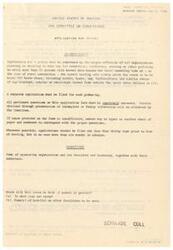 ["This text outlines the application process for obtaining a permit to hold a convention or gathering with more than 50 attendees traveling from outside the local area. It includes questions about the sponsoring organization, event details, expected attendance, purpose of the gathering, and potential impact of deferring or cancelling the meeting. The completed application must be submitted to the War Committee on Conventions in Washington, D.C. before the event date."]