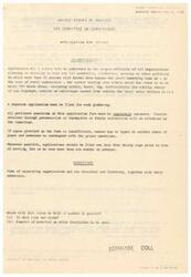 ["The document is an application form for organizations planning to hold conventions or gatherings with more than 50 attendees traveling from outside the local area. It includes questions about the event, expected attendance, purpose, and impact on the war effort. The form must be submitted by the organization's officials and permits should be obtained at least 30 days in advance. The completed form should be mailed to the War Committee on Conventions in Washington, D.C."]