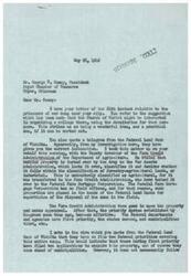 ["The document is a letter from George B. Schwabe, M.C. to George R. Coney, President of the Pryor Chamber of Commerce, discussing the possibility of organizing a college in the former prisoners of war camp near Pryor, Oklahoma. Schwabe explains the process of surplus property disposal by the Army and suggests that Coney should keep in touch with the Federal Land Bank of Wichita to pursue the acquisition of the camp for the college project. The document also mentions the interest of the Church of Christ in organizing a college at the site."]