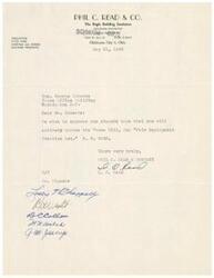 ["Phil C. Read & Co., a building insulation contractor, sent a letter to Honorable  George Schwabe in Washington D.C. expressing their opposition to the House Bill, Re: \"Fair Employment Practice Act.\" They hoped that Schwabe would actively oppose the bill."]