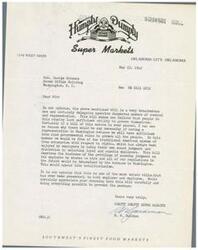 ["A letter written on May 23, 1945 from Humpty Dumpty Super Markets to Honorable  George Schwabe expressing opposition to HR Bill 2232, which the company believes gives dangerous powers of control to agencies and threatens the traditional American system of free enterprise. The company requests that Schwabe prevent the passage of the bill."]