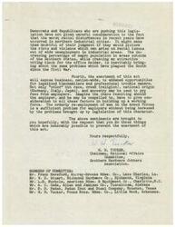 ["The document argues against the enactment of legislation that addresses racial issues, particularly in northern industrial cities. It warns of potential racial disturbances and chaos in the workplace, and suggests that the increasing percentage of the Negro population outside of the Southern States may bring about similar problems seen in the South since the Civil War. The document also expresses concern about the potential for legalized blackmail and troublemaking if the legislation is passed. The author urges readers to prevent the enactment of this act."]