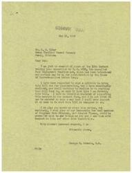 ["George B. Schwabe, a congressman, received a letter from D.M. Tyler opposing the Fair Employment Practice Act (H.R. 2232) and expressing hope that the bill would be defeated. Schwabe responded, stating that he does not support the bill and has declined to sign a petition to bring it out for consideration. He also expressed a wish that other members of Congress would see the issue the same way."]