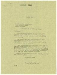 ["The document from the Brown-Dunkin Dry Goods Company expresses strong opposition to House Bill #2232, the Fair Employment Practice Act, stating that it would be difficult to administer and enforce and would lead to more racketeering and blackmailing in America. The company believes that passing the bill would add to the burdens already carried by businesses and industry and calls for the government to return control to the elected representatives of the people. The company fears that the bill would open employers up to prosecution by disgruntled job applicants and employees and warns that unless the legislation is stopped, the American system of competitive free enterprise will be irreparably damaged. Congressman George Schwabe responds to the letter, indicating that he agrees with the company's stance and will vote against the proposed legislation."]