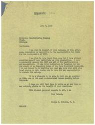 ["The document is a letter from George B. Schwabe, expressing his opposition to the appropriation for funds for the continuation of FEPC. He states that he has consistently opposed the FEPC and all of its manifestations and appearances, as it was never authorized by Congress but was the result of an Executive Order of the late President Roosevelt. Schwabe makes it clear that he will not support any vote or appropriation to sustain the FEPC. He ends the letter by expressing his willingness to discuss any subject and sends his regards."]