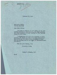 ["The document is from Miss Ella Iffrig to Representative George B. Schwabe discussing the importance of the F.E.P.C bill and the issue of unfair treatment of different racial groups. Miss Iffrig highlights the discrimination faced by colored people and questions why they are treated unfairly. She also raises concerns about the treatment of loyal soldiers of Japanese descent and the distribution of resources. Additionally, she questions the actions of Stalin in Poland and expresses doubts about the peace efforts of Russia. Ultimately, Miss Iffrig calls for fair treatment and equality for all individuals."]