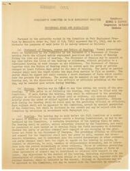 ["The document outlines the procedural rules and regulations of the President's Committee on Fair Employment Practice in Oklahoma. It details the process for initiating formal proceedings, conducting hearings, and issuing decisions. Parties have the right to file motions, present evidence, and file exceptions to decisions. The document emphasizes the importance of following the established procedures and timelines throughout the process."]