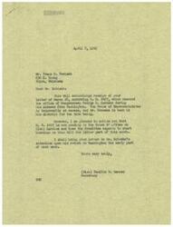 ["Mr. Robisch wrote a letter to Congressman Schwabe endorsing H.R. 2497, a bill concerning rate scales for Government service employees. The bill is pending in the House Committee on Civil Service and hearings are expected to start later in the month. Congressman Schwabe is currently in his district but will be made aware of Mr. Robisch's letter upon his return to Washington."]