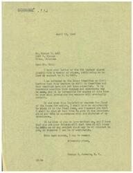 ["The document consists of a letter from George B. Schwabe, a member of the House of Representatives, responding to a letter from a group of individuals requesting his support for H. R. 2497. Schwabe explains that the bill is still in committee and no hearings have been scheduled yet, so it is unclear what provisions it will contain. He promises to study the bill when it reaches the floor and vote according to his conscience. Schwabe encourages the group to contact him with any other concerns or requests for assistance."]