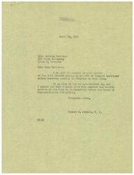 ["Barbara Davidson wrote a letter to Congressman George B. Schwabe urging his support for federal employees' salary measures pending in Congress. Congressman Schwabe responded, thanking Davidson for her letter and assuring her that he would give the measure due consideration when it is presented before the House of Representatives for action."]