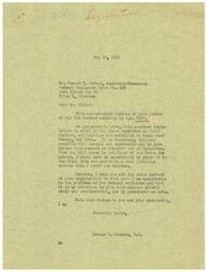 ["George B. Schwabe, a member of the House of Representatives, received a letter from Howard T. Bolton, the Secretary-Treasurer of Federal Employees Union No. 386, expressing support for House Bill No. HR-2497. Schwabe acknowledges receipt of the letter and states that the proposed legislation is still in committee and may undergo changes before being reported out. He assures Bolton that he is sympathetic to the problems of federal employees and will give the measure careful consideration before voting on it."]