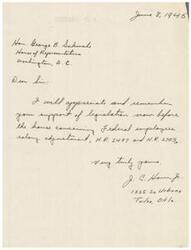 ["The writer is thanking Honorable  George B. Schwabe for his support of legislation concerning salary adjustments for Federal employees."]
