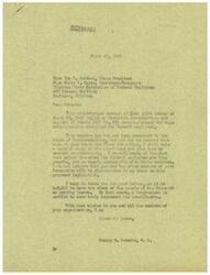 ["The document is a correspondence between George B. Schwabe, a member of the House of Representatives, and the Oklahoma State Federation of Federal Employees regarding Senate Bill No. 595, which covers salary and wage administration revisions for Federal employees. Schwabe acknowledges the letter from the Federation and expresses sympathy for the long overdue salary increases for Federal employees. He promises to carefully study the provisions of the bill and give it his earnest consideration. Schwabe thanks the Federation for their input on the issue and assures them that he will represent their interests in Congress."]