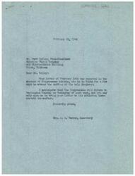 ["The document is from the Mahoning Mining Company to Congressman George B. Schwabe regarding the fluorspar depletion matter. They express their hope for a reply regarding the scheduling of a hearing for the bill and mention a meeting with a fluorspar company from New Mexico to coordinate efforts. Mrs. A. L. Warren, Secretary, assures that Congressman Schwabe will be informed about the letter upon his return to Washington."]