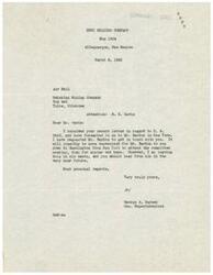 ["The document is from George A. Warner of Zuni Milling Company to Mahoning Mining Company regarding H.R. 3963. Warner has forwarded the letter to Mr. Bardon in New York and requested him to get in touch with S. H. Davis in Tulsa, Oklahoma. Warner mentions that it may be more convenient for Mr. Bardon to attend the committee meeting in Washington. Davis should expect to hear from Mr. Bardon soon."]