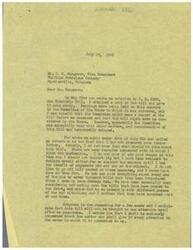 ["The document is a correspondence between C. R. Musgrave, Vice President of Phillips Petroleum Company, and Congressman George B. Schwabe regarding the Bullwinkle Bill, H.R. 2536, which aims to amend the Interstate Commerce Act. Musgrave urges Schwabe to support the bill, stating that it would benefit the public by allowing carriers to establish rates for transportation without violating the Sherman Anti-Trust Law. Schwabe responds that he is considering the bill but wants to hear arguments for and against it before making a decision. He assures Musgrave that he will give the bill attention when Congress reconvenes after recess."]