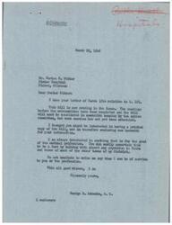 ["Dr. Norton R. Ritter of Picher Hospital in Oklahoma wrote a letter to Honorable George Schwabe regarding Senate Bill No. 191, which is pending in the House of Representatives. Dr. Ritter expresses the importance of the bill to physicians and requests a printed copy for information. George Schwabe responds, expressing his interest in supporting the medical profession and offering assistance to Dr. Ritter."]