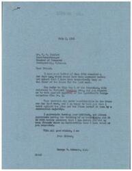 ["Congressman George B. Schwabe received a letter from the Chamber of Commerce in Bartlesville, Oklahoma, requesting him to vote against President Truman's Reorganization Plan No. 1, which would give control over the Federal Housing Administration and the Federal Home Loan Bank System to the National Housing Agency. Schwabe responded that he had voted against the plan and that it was turned down by the House. He thanked the Chamber of Commerce for their input and assured them that he had voted as they requested."]