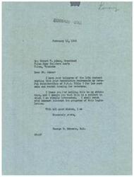 ["The document is a letter from George B. Schwabe, M.C. to Mr. Robert W. Adams, President of the Tulsa Home Builders Association, thanking him for recommending consideration of F.H.A. Title 7 for low-cost housing for veterans. Schwabe expresses his interest in the subject and states that he will closely monitor the progress of the legislation."]