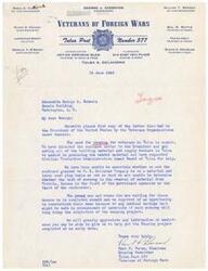 ["The document is a letter addressed to President Truman regarding the urgent need for housing for veterans in Tulsa, Oklahoma. The document explains that there is a shortage of materials needed to complete housing units for veterans and requests the President's assistance in making these materials available. It also highlights the large number of veterans and their families who are currently living separately due to the housing shortage and emphasizes the importance of providing suitable housing for them. The document urges the President to take action to ensure the completion of the housing project in Tulsa."]