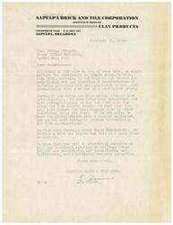 ["Sapulpa Brick and Tile Corporation is protesting amendments to a bill that would subsidize new manufacturers of building materials and pre-fabricated houses. They believe that subsidies are unnecessary and that industries should strive to be economically independent. They urge Congressman George Schwabe to oppose the amendments."]