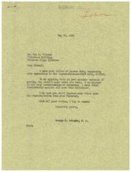 ["The document consists of two letters discussing the Wagner-Ellender-Taft Bill, Senate S-1592, which proposes government control over the construction industry and the creation of public housing units. The first letter expresses opposition to the bill, citing concerns about socialization of industry and government interference. The second letter argues against the bill, stating that private industry is capable of meeting housing needs without government control and interference. Both letters urge Congressman George B. Schwabe to oppose the bill."]