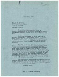["Mrs. Garrison wrote to Congressman Schwabe about the urgent housing shortage in the nation, especially for returning veterans. She requested support for the Wagner-Ellender-Taft Bill to address the issue. In response, Mrs. Warren, the Congressman's secretary, acknowledged the letter and informed Mrs. Garrison that the Congressman is working to alleviate the housing situation by releasing 200 prefabricated houses for rental to veterans. She also mentioned that the Congressman will consider Mrs. Garrison's views upon his return to Washington."]