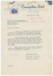 ["Various letters regarding the recommendation and selection of Mrs. Dorothy D. Radle for the position of Housing Manager at Will Rogers Courts in Oklahoma City. Honorable George Schwabe provided support and recommendation for Mrs. Radle, who ultimately was selected for the position. The documents express gratitude and appreciation for the support and assistance provided by Mr. Schwabe."]
