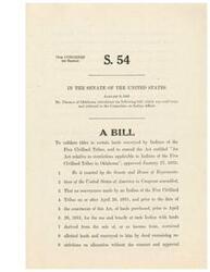 ["This bill introduced in the Senate in 1945 aims to validate titles to lands conveyed by Indians of the Five Civilized Tribes and to amend previous legislation related to restrictions on land ownership by these tribes. It clarifies that certain conveyances made by full-blood Indian heirs will not be considered invalid, and outlines new rules for future land purchases with restricted funds."]