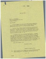 ["Mr. Thirlwell requested a copy of a curative measure affecting Indian land titles, specifically for the Five Civilized Tribes, from Mr. Schwabe. Mr. Schwabe assured Mr. Thirlwell that he would send a copy as soon as he received them from the printer. Mr. Schwabe believes the legislation is important and will benefit various organizations and individuals. Mr. Schwabe later sent a copy of Public Law 116 to Mr. Thirlwell."]