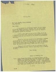 ["George B. Schwabe acknowledges receiving a letter from I.W. Ingram regarding a new law signed by President Truman, which Schwabe had worked on. The law makes legal the sale of certain lands by Indians of the \"Five Civilized Tribes\" of Oklahoma. Schwabe promises to send a copy of the law to Ingram once it is published. Ingram requests a copy of the law as it affects land titles in his county. Schwabe also mentions a pleasant visit with Judge Thomas and reports that Ingram is in good health."]