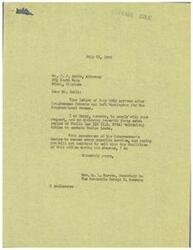 ["Mr. Smith, an attorney, requested extra copies of Public Law 116 (H.R. 2754) from Congressman Schwabe's office. Mrs. Warren, the Congressman's secretary, apologized for the delay in responding as the Congressman was on recess, but enclosed three extra copies of the law as requested. She also assured Mr. Smith of the Congressman's willingness to help and encouraged him to reach out to their office during the Congressman's absence."]
