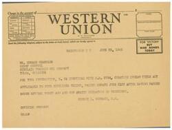 ["The document is a telegram sent to Mr. Edward Chandler, Chief Counsel of Sinclair Prairie Oil Company, informing him about the passage of S. 54 in the Senate, which is identical to H.R. 2754 and relates to the Curative Indian Title Act applicable to five civilized tribes. The message states that the bill has passed the Senate and is awaiting the signature of the President."]