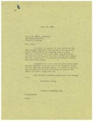 ["Mr. S. R. Lewis requests two copies of the curative Indian title bill from Honorable  George B. Schwabe, who sends the requested copies along with a letter expressing his availability for a meeting when Lewis visits Tulsa."]