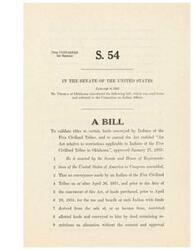 ["This bill aims to validate titles to certain lands conveyed by Indians of the Five Civilized Tribes and to amend previous legislation regarding restrictions applicable to these tribes in Oklahoma. It specifies that certain conveyances made by Indians of the Five Civilized Tribes will not be invalid, outlines new provisions regarding restrictions on land ownership, and adds new sections to the existing Act."]