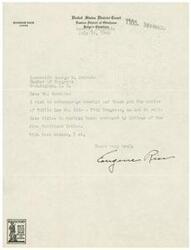 ["The document is a letter from Eugene Rice, a judge in the United States District Court, to Honorable George B. Schwabe, a Member of Congress, thanking him for copies of a Public Law validating titles to certain lands conveyed by Indians of the Five Civilized Tribes. The document is dated July 18, 1945, and closes with a reminder to buy United States war bonds and stamps."]
