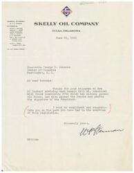 ["The document is a letter addressed to Honorable George B. Schwabe, a member of Congress, thanking him for his involvement in the passage of Senate Bill 54, which awaits the President's signature. The document expresses appreciation and congratulations to Schwabe for his role in the adoption of the legislation."]