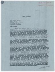 ["The document from John R. Pearson to George B. Schwabe expresses concern about rumors that the Osage Indian Superintendent and Tribal Council, along with their attorney, are seeking legislation in Washington that would affect the Osage Tribe. Pearson is particularly concerned about the potential impact on the probating of estates of deceased Osage Indians and guardianship of incompetent tribe members. Schwabe reassures Pearson that he believes the rumors are unfounded and that he will keep a close watch on the situation to inform Pearson and others of any potential threats to their community. Schwabe also mentions that the Council's efforts in Washington have so far been focused on reducing agency employees and expenses, which he sees as a positive step towards fiscal responsibility."]