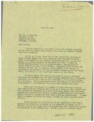 ["The document is a correspondence between Mr. Wm. S. Hamilton, an attorney at law in Oklahoma, and Mr. George B. Schwabe, a member of Congress, regarding a delegation of Osage Indian Councilmen and leaders visiting Washington. The Indians requested an amendment to the Interior Appropriations Bill to pay for a tribal attorney to represent their interests, as opposed to the current attorney who represented the government. The delegation also expressed opposition to a bill restricting their access to peyote for religious purposes. Hamilton asks Schwabe to keep him informed of any legislation that could affect the community at large."]