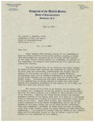 ["In this letter, George B. Schwabe, a member of the House of Representatives, informs the Committee on Ways and Means about the opposition of the Osage Indians to bill H.R. 2403. He explains that the Osage Indians use peyote in their religious ceremonies and believe it to be harmless. Schwabe introduces members of the Osage Tribal Council who are against the bill and provides letters and statements from the tribe as evidence. He urges the committee to consider the concerns of the Osage Indians before passing the bill."]