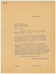 ["The document is a response to Mr. G. A. Rogers regarding the Osage Civilization Fund Bill. The writer clarifies that no judgement was obtained by the Osage Tribe against the United States for a million dollars, and that the claim is just. Despite efforts to pass the bill, it has faced obstacles from the Department of Justice, Comptroller General, and Congressman John J. Cochran. The writer expresses warm regards and explains the challenges faced in getting the bill passed."]