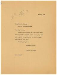 ["Wesley E. Disney is writing to Honorable  John Jo Cochran to transmit letters from the Comptroller General regarding the Osage Civilization Fund Bill. He thanks Mr. Cochran and signs off sincerely."]