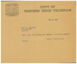 ["The sender is informing Honorable  W. J. Holloway in Oklahoma City that progress has been made with someone named Winchell and they will see him about it. The message is to be transmitted as a full-rate communication."]